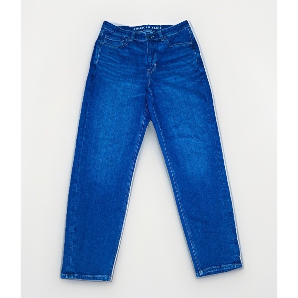 American Eagle Women Blue High Rise Stretch Mom Jeans Size 8 Regular